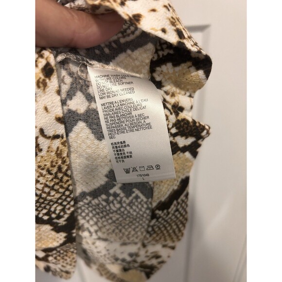 Maeve Anthropologie Womens Dress Tan V Neck Python Snake Print Boho Tunic Large - Picture 4 of 7